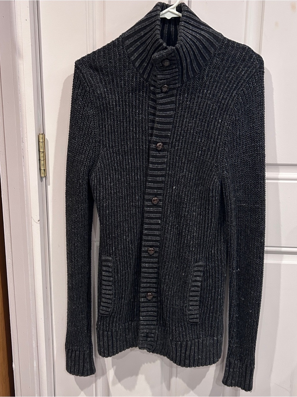 Merona Dark Charcoal Ribbed Button-Front Cardigan